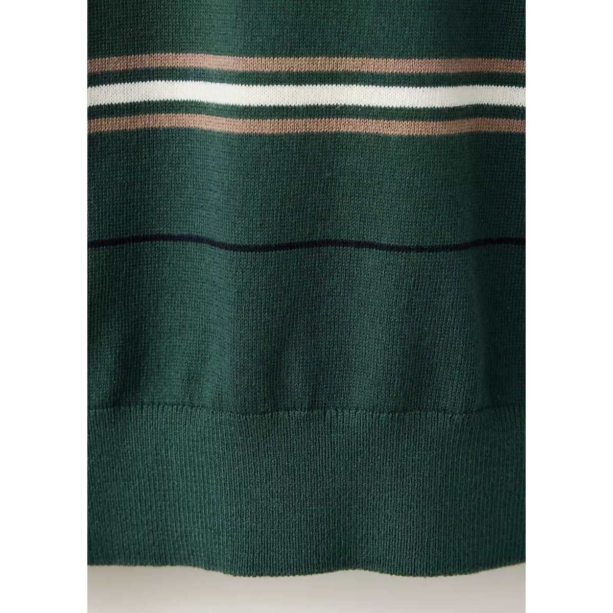 Polo 100 % coton maille fine à rayures vert billard, MANGO MAN