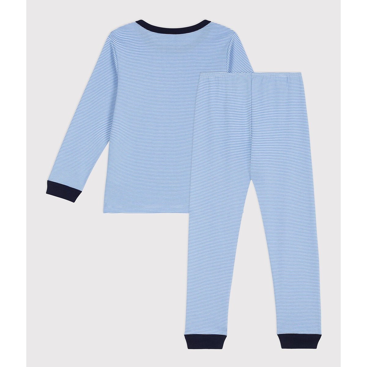 Pyjama en coton, à rayures rayé bleu, PETIT BATEAU