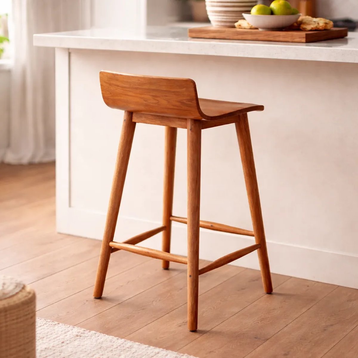 Tabouret de bar en teck recyclé PIA marron, HYDILE