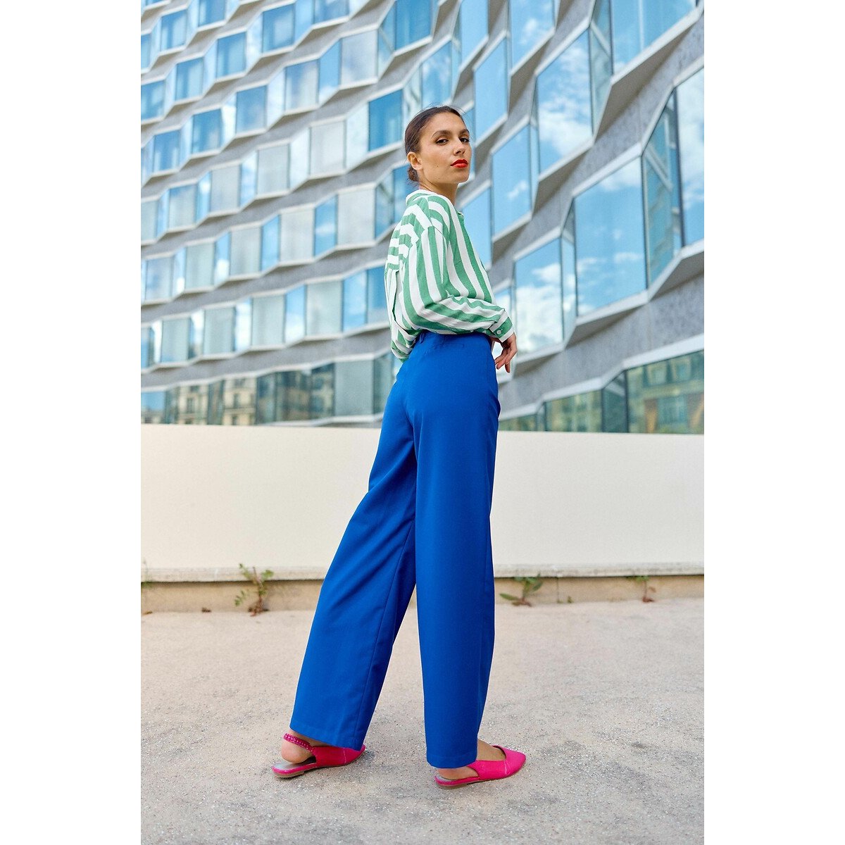Sonny Wide Leg Trousers with Patch Pockets blue, LA PETITE ETOILE