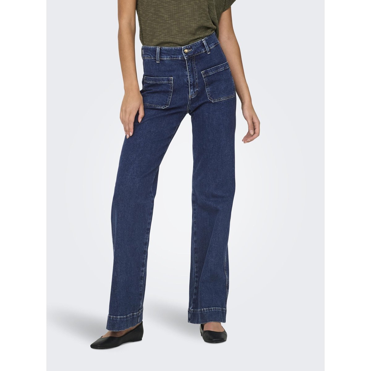 Jean À Jambe Large dark blue denim, ONLY