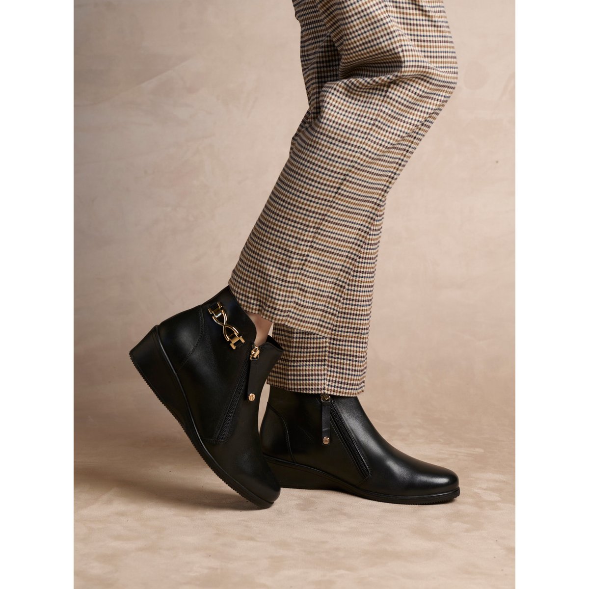 Boots double zip semelle amovible noir, PEDICONFORT