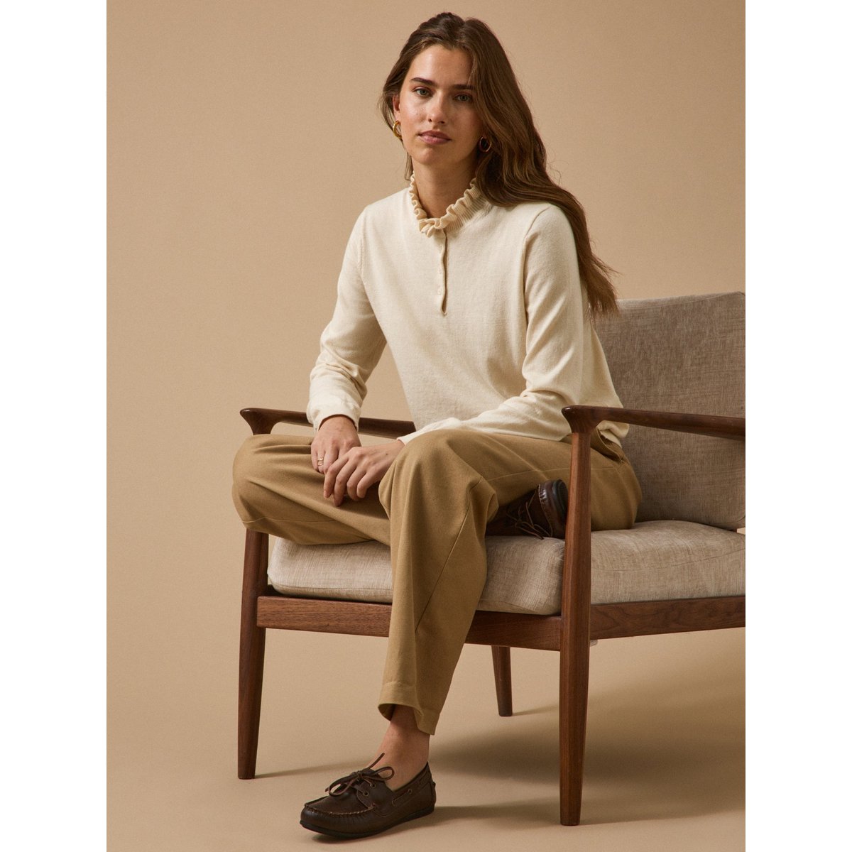 Pull coton et laine mérinos RWS* creme, CYRILLUS