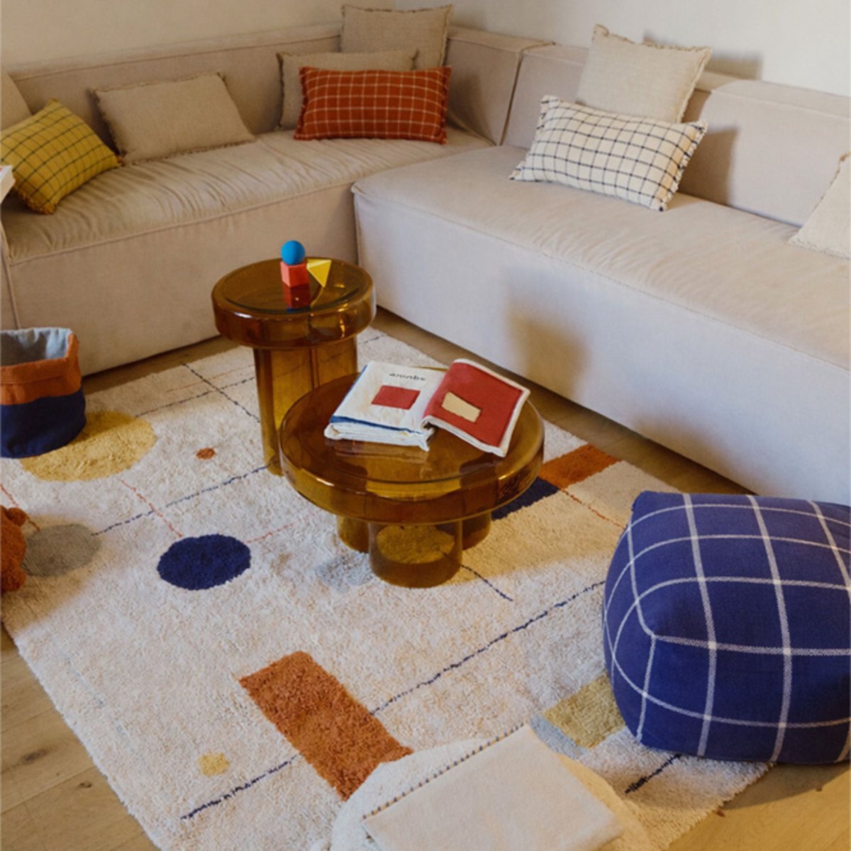 Pouf Geo Block LESS IS MORE bleu marine, bleu baleine, LORENA CANALS