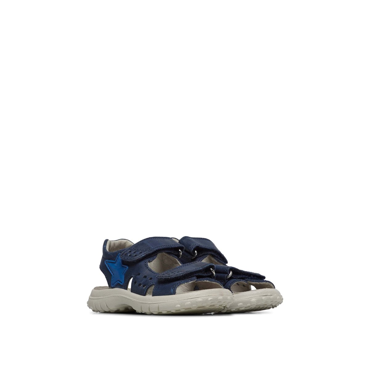 Sandales en cuir avec étoile DOCK bleu navy, NATURINO
