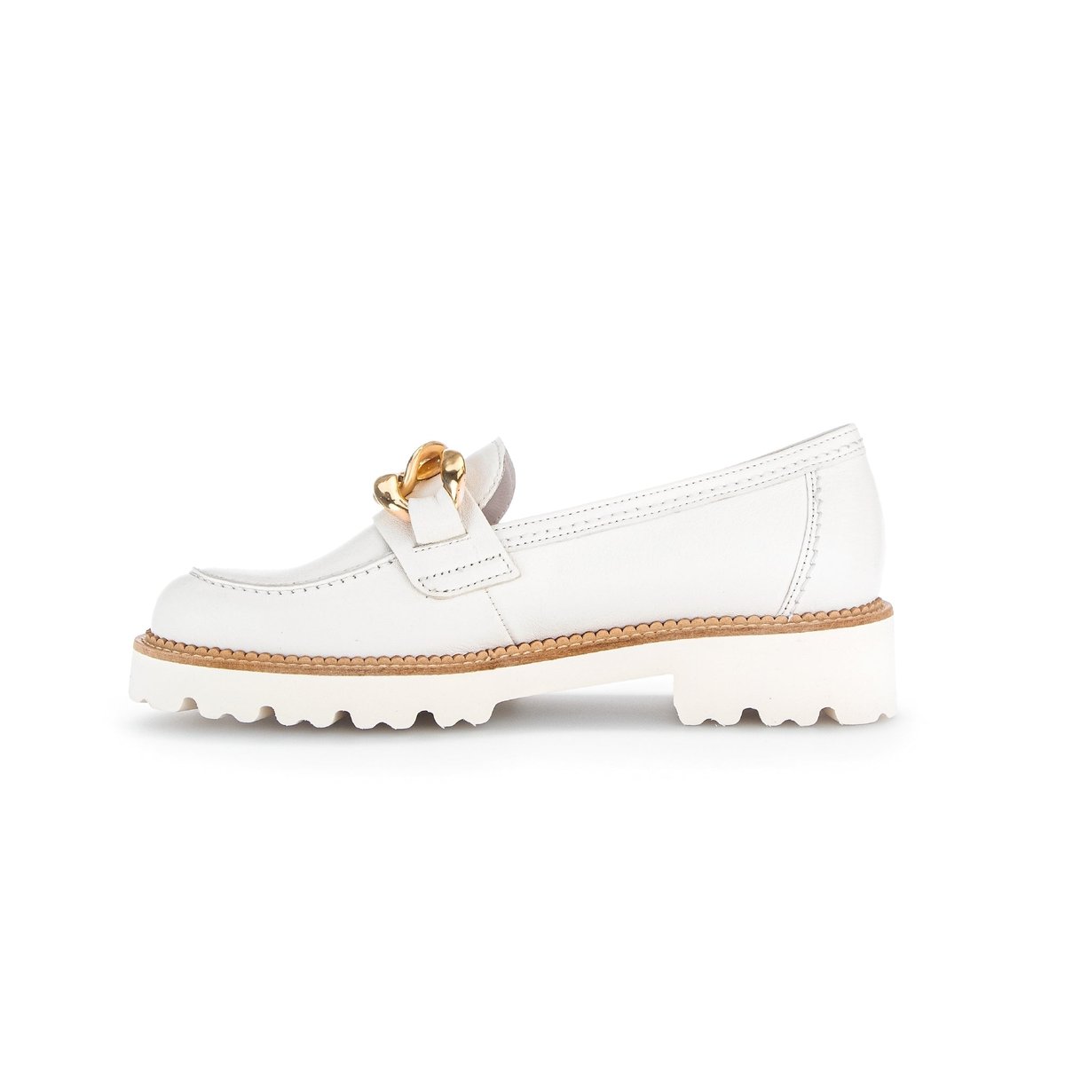 Mocassins en cuir lisse à talon décroché ecru, GABOR