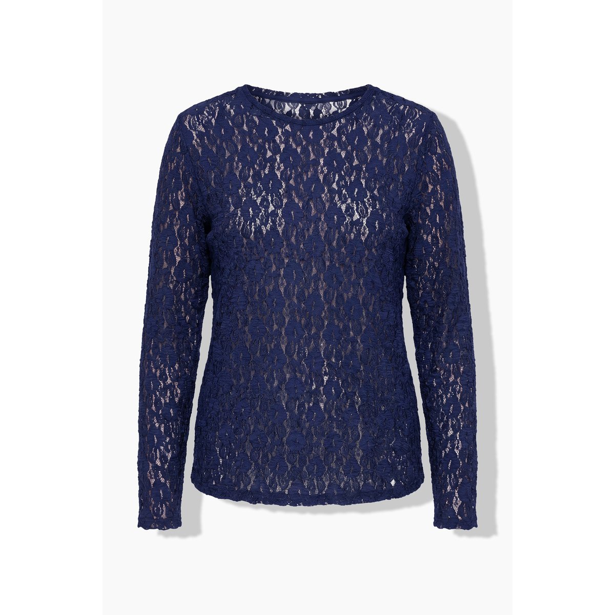 T-shirt en dentelle, coupe ajustée bleu nuit, STUDIO UNTOLD