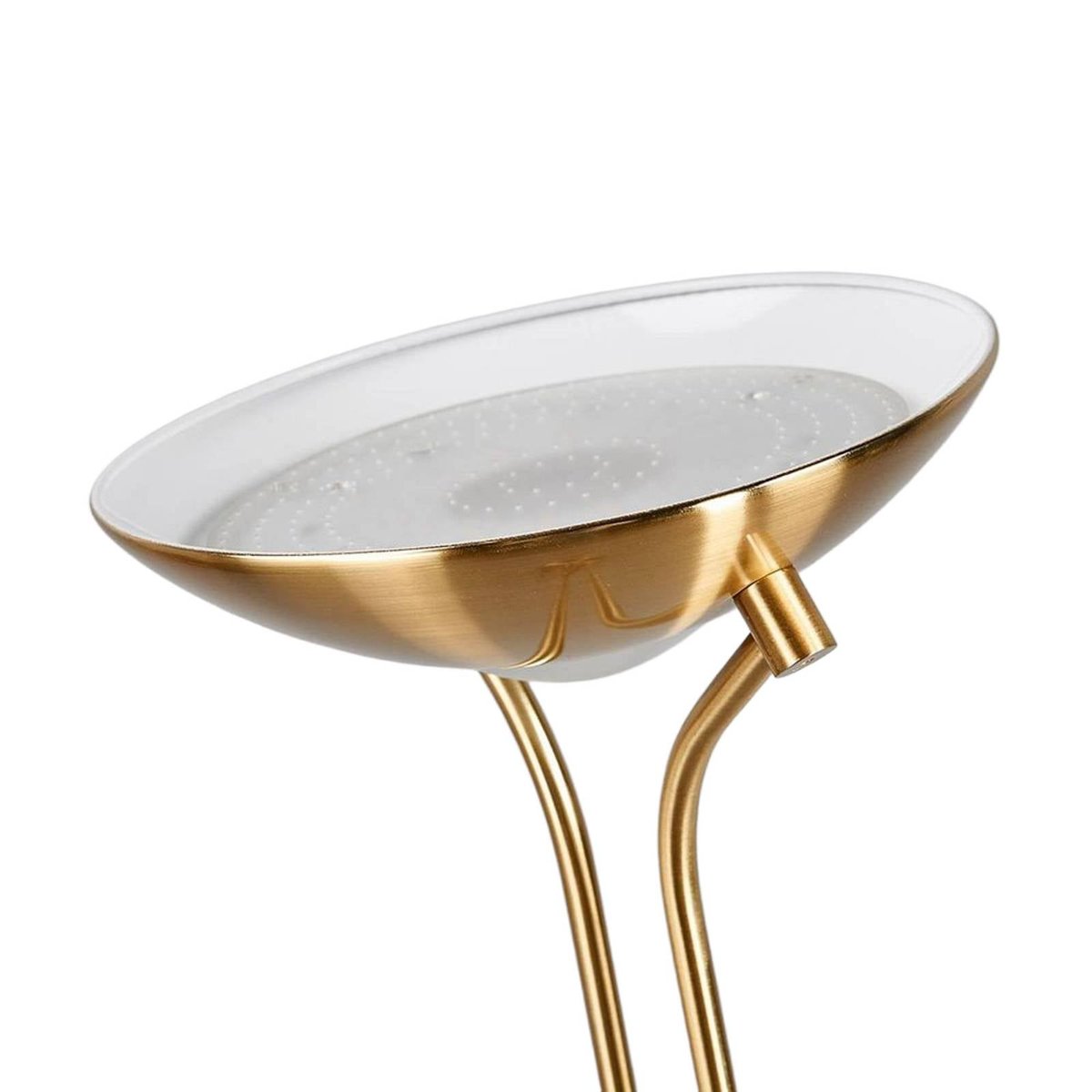 Lampadaire en métal moderneLED, Josefin laiton mat, blanc givré, LINDBY