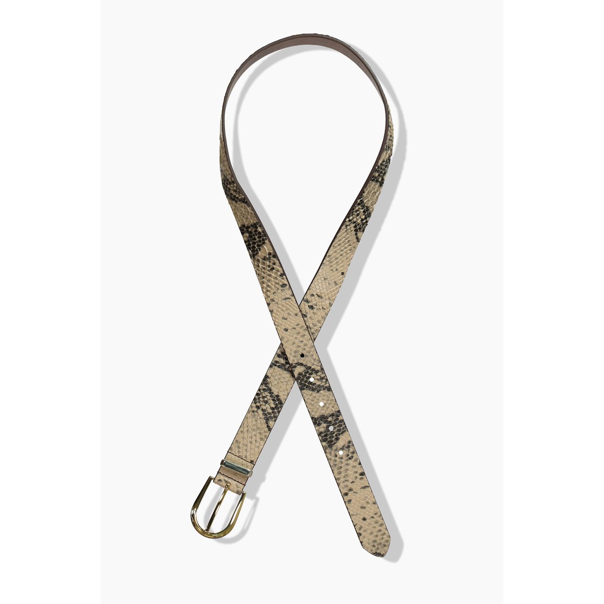 Ceinture aspect peau de serpent, boucle dorée beige, ULLA POPKEN
