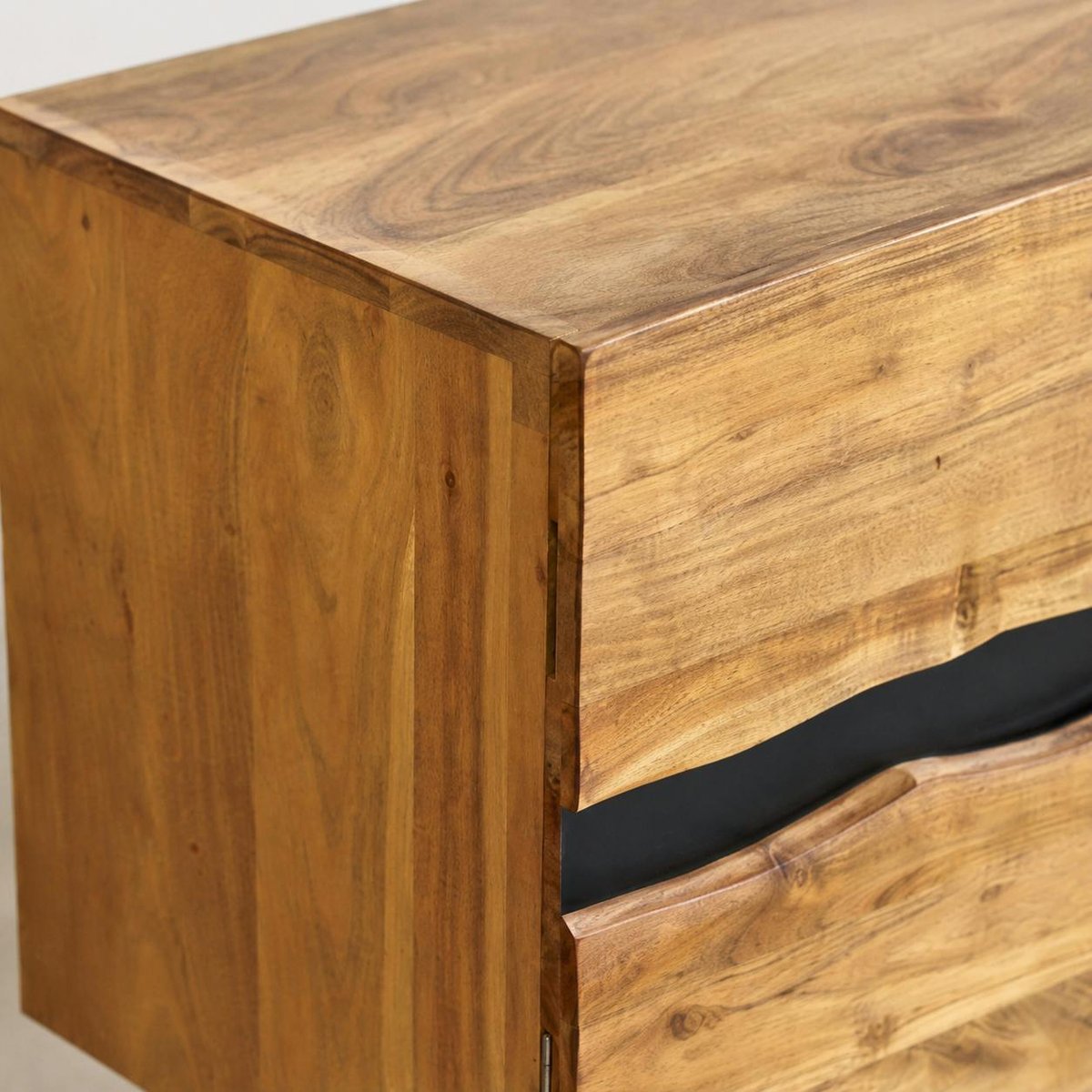 Meuble TV en bois d'acacia 2 portes CANYON bois naturel, PIER IMPORT