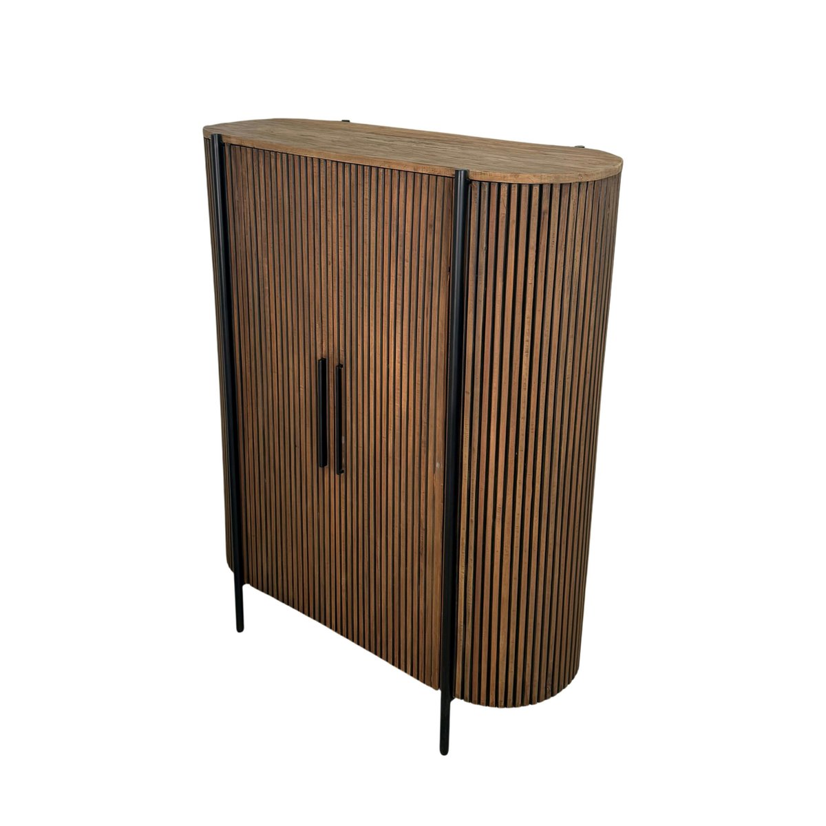 Buffet haut 2 portes côtés arrondis bois naturel TRANI bois naturel, PIER IMPORT