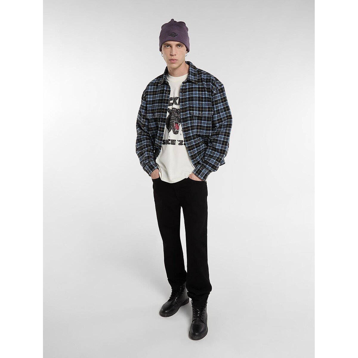 Chemise manches longues, en flanelle, DAD noir, DICKIES