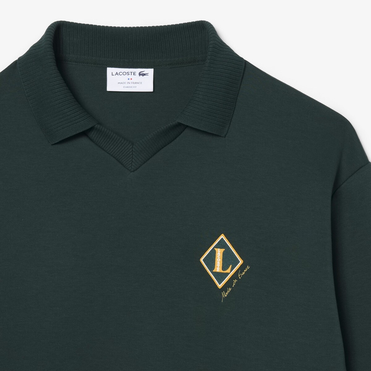 Sweatshirt, fabriqué en France, avec badge vert foncé, LACOSTE