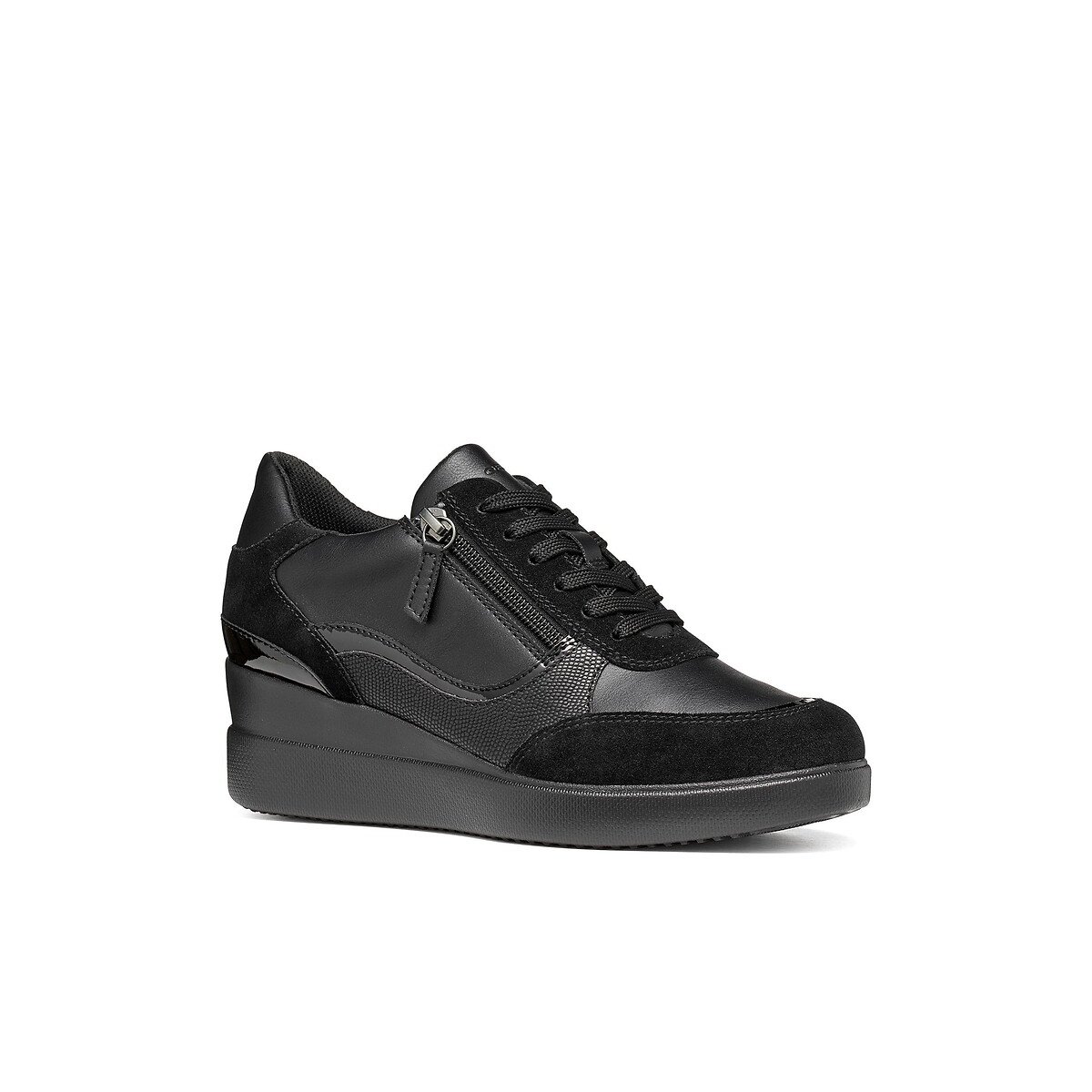 Atmungsaktive Sneaker mit Keilabsatz, STARDUST schwarz, GEOX