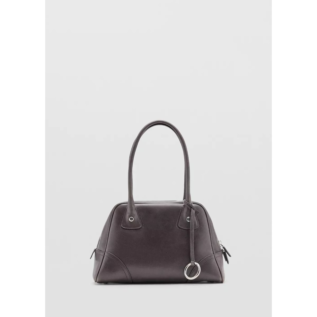 Sac bowling cuir chocolat, MANGO