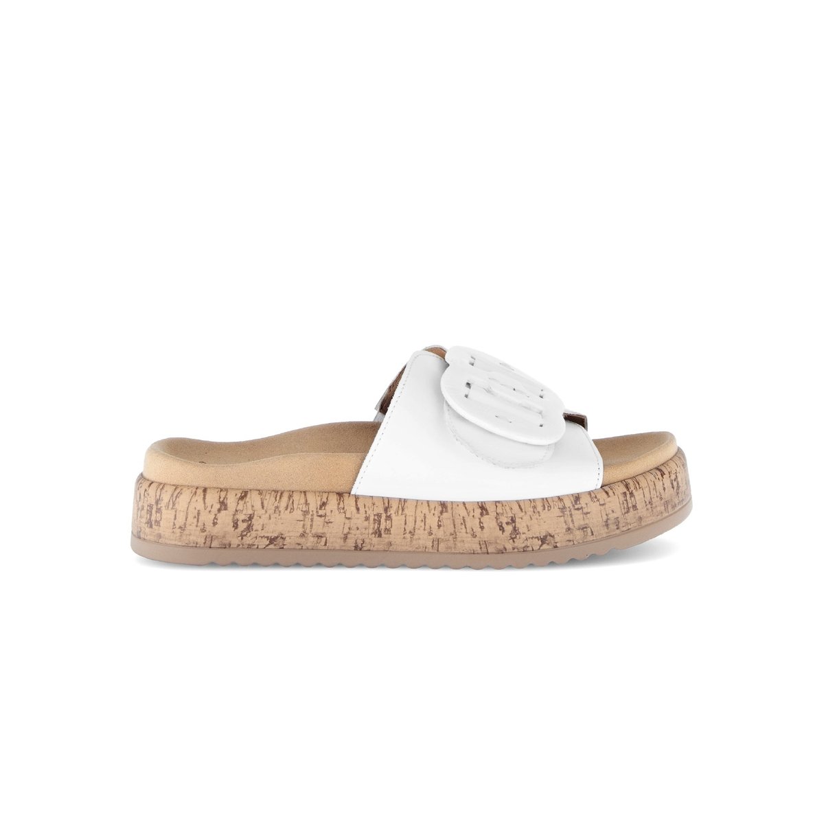 Mules en cuir à talon compensé blanc, GABOR