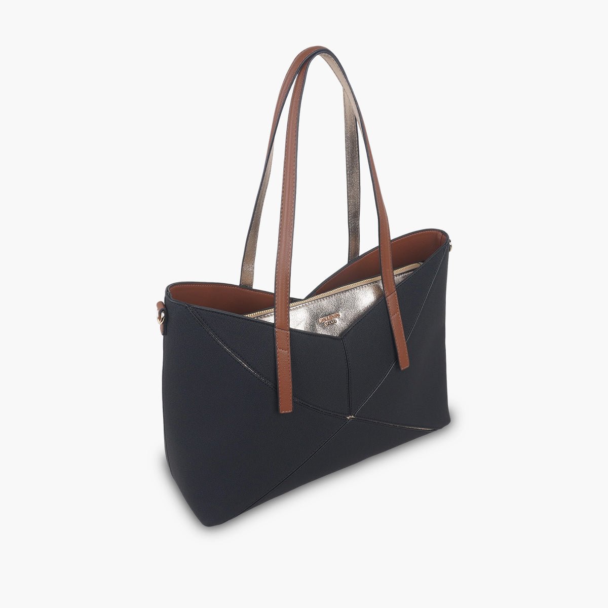 Grand sac shopper Tamelia noir,doré, LOLLIPOPS