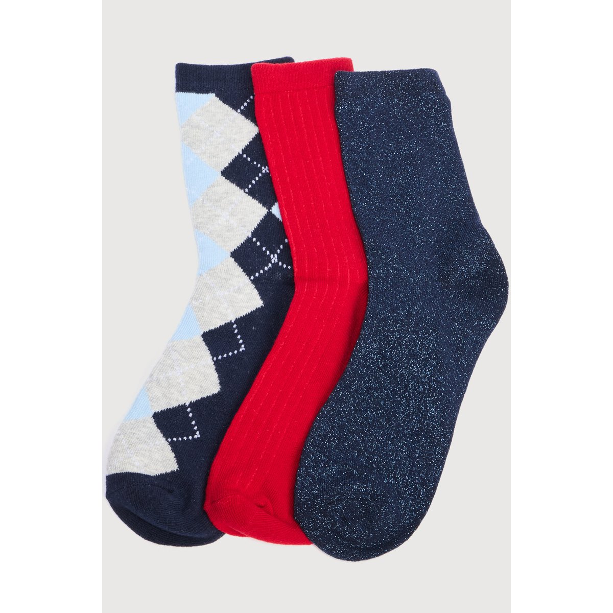 Lot de 3 paires chaussettes hautes gris, BONOBO