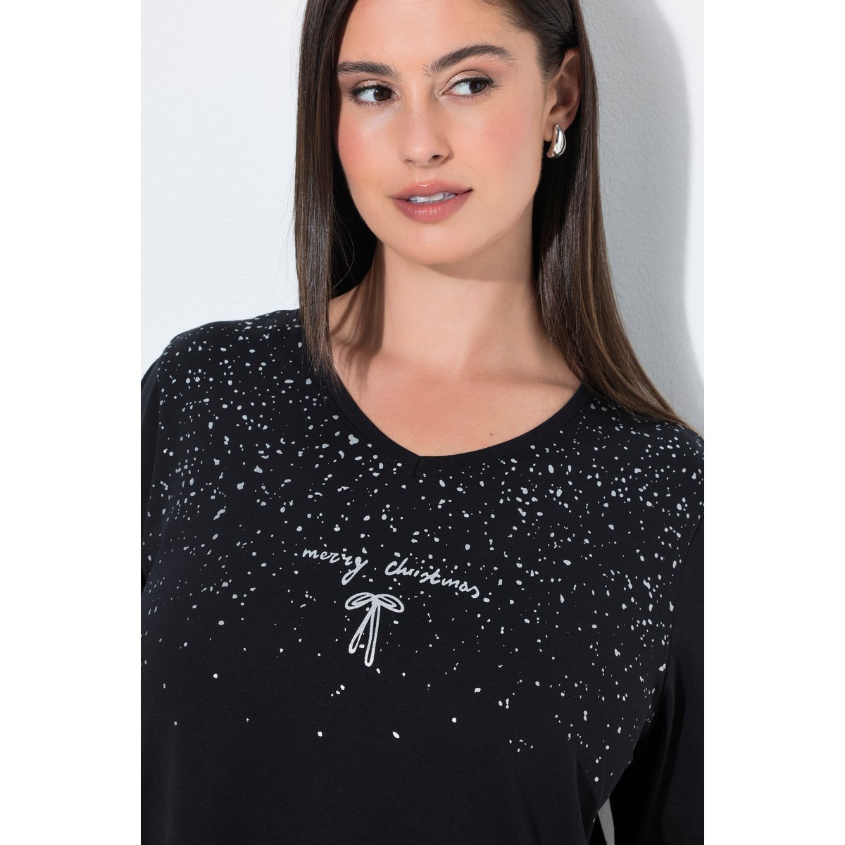 T-shirt avec imprimé scintillant noir, ULLA POPKEN