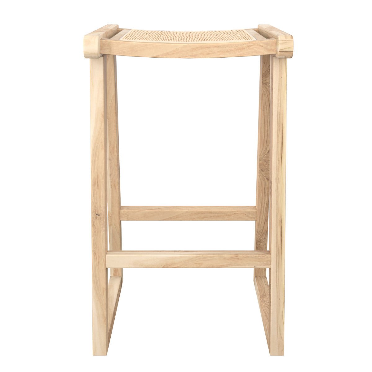 Tabouret pour îlot central 66 cm en teck et rotin - HAIDA naturel, MAISON PAVANE