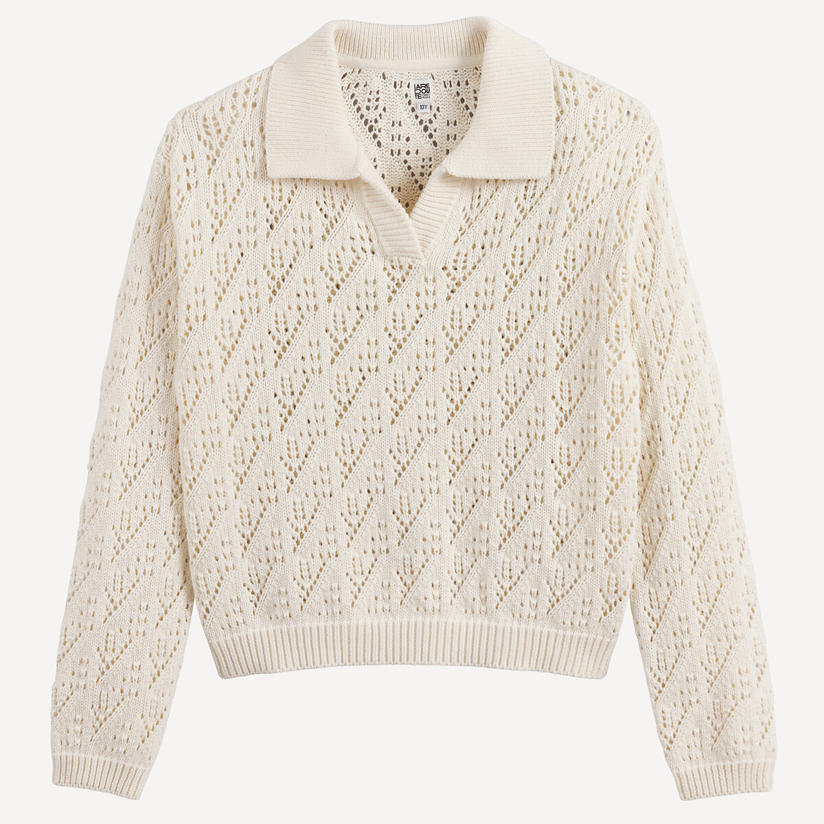 Trui met polokraag en fijne ajoursteek ecru, LA REDOUTE COLLECTIONS