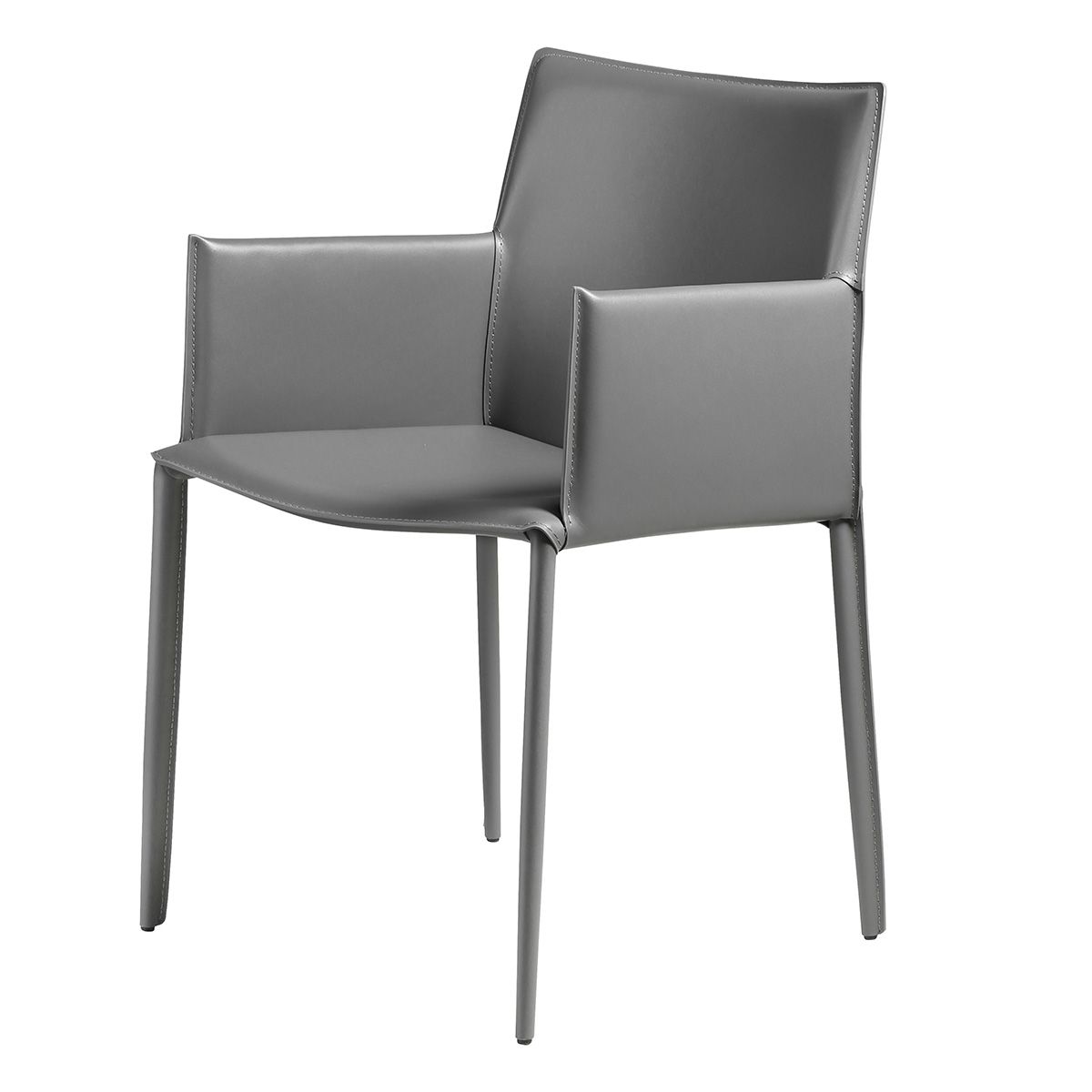 Fauteuil en cuir avec accoudoirs, Solène gris foncé, ZAGO