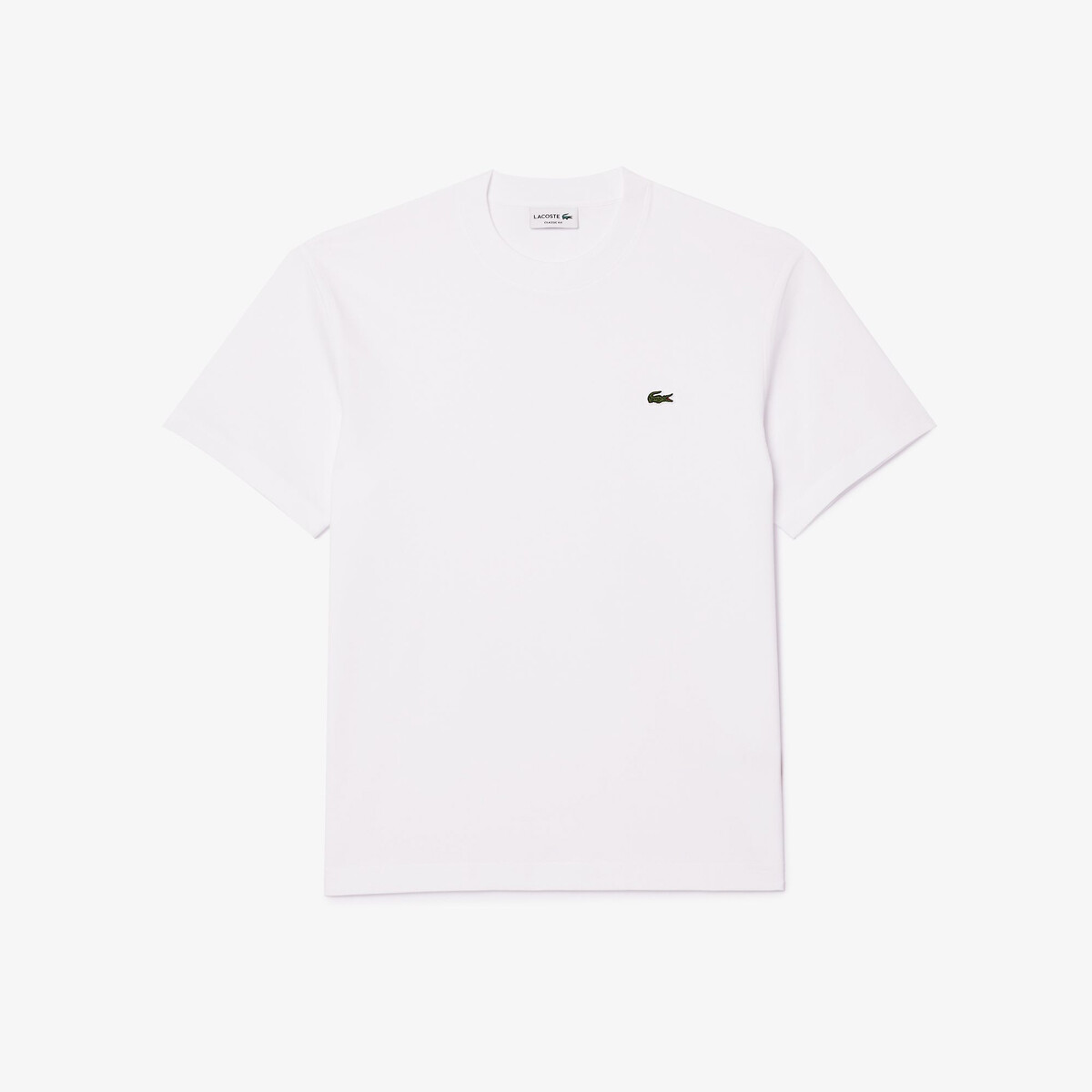 T-shirt col rond en jersey blanc, LACOSTE