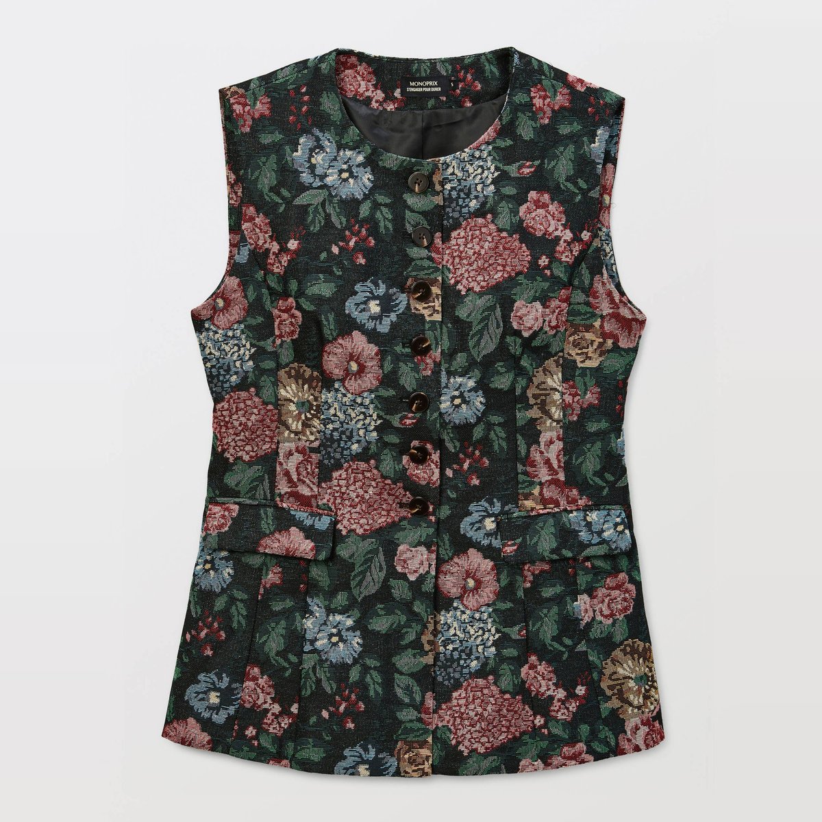 Veston sans manches en jacquard marine, MONOPRIX
