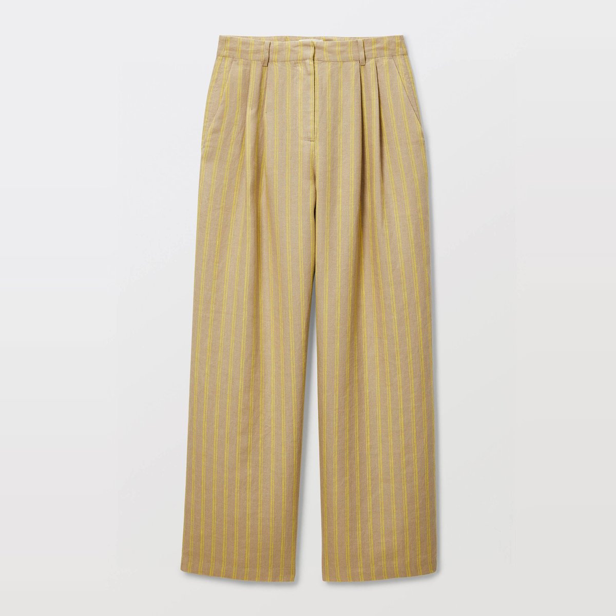 Pantalon à pinces en lin rayé renoncule, MONOPRIX
