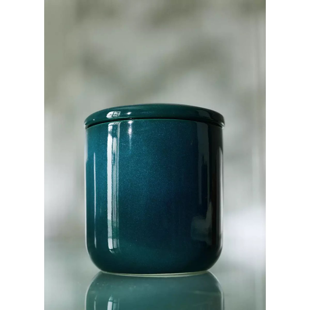 Boîte grès avec couvercle bleu pétrole, MANGO HOME