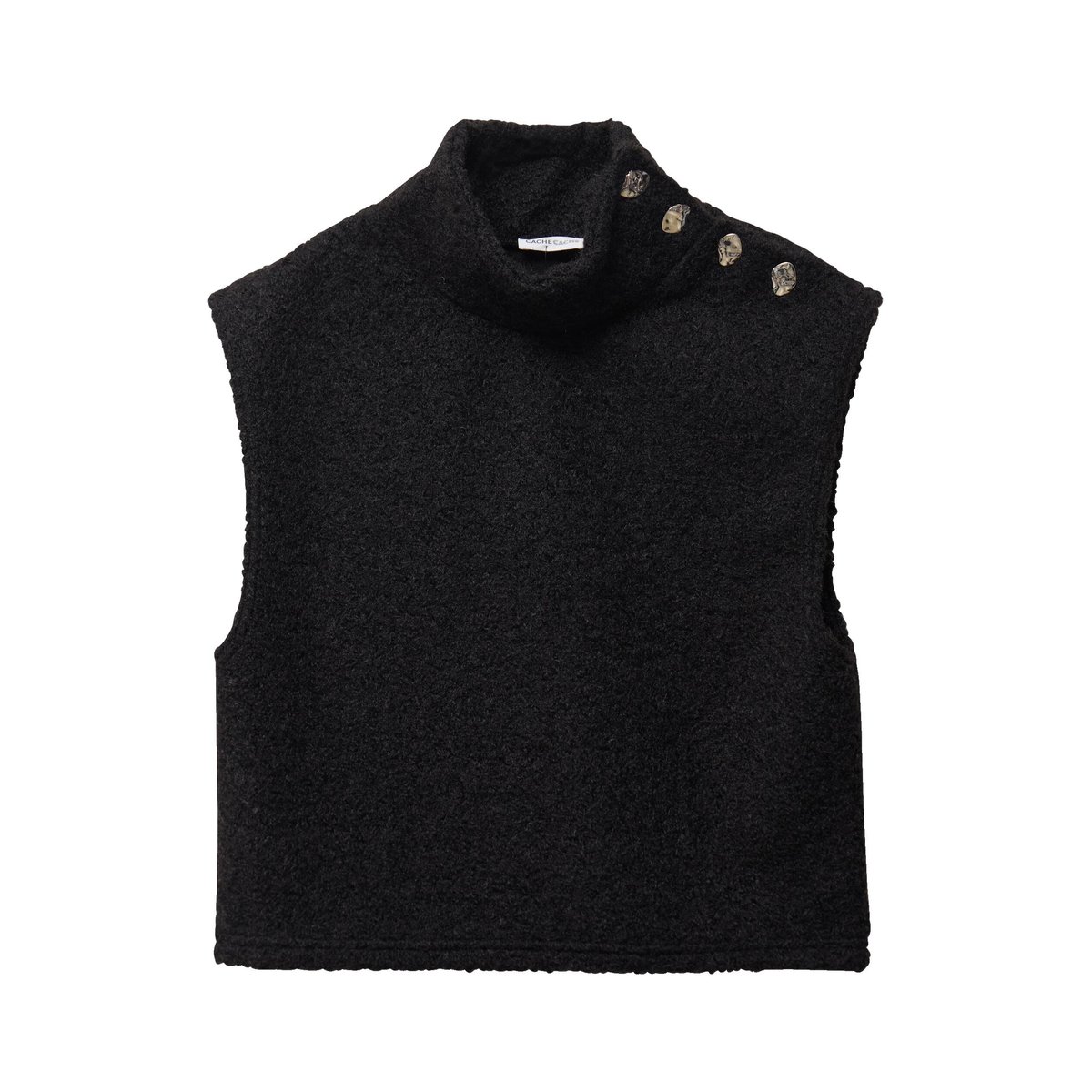 Pull droit sans manches col montant noir, CACHE CACHE