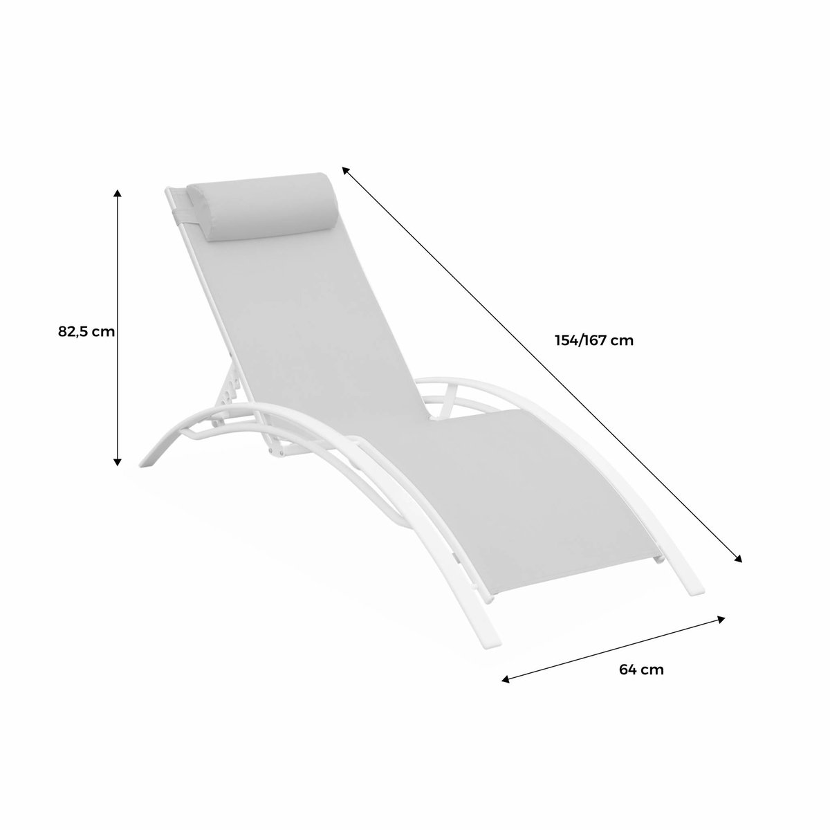 Bain de soleil aluminium multi positions (lot de 2) LOUISA blanc / gris, SWEEEK