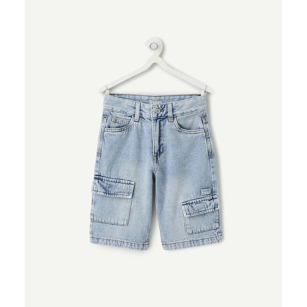 Pantaloncini larghi in denim con tasche blu denim, TAPE A L'OEIL