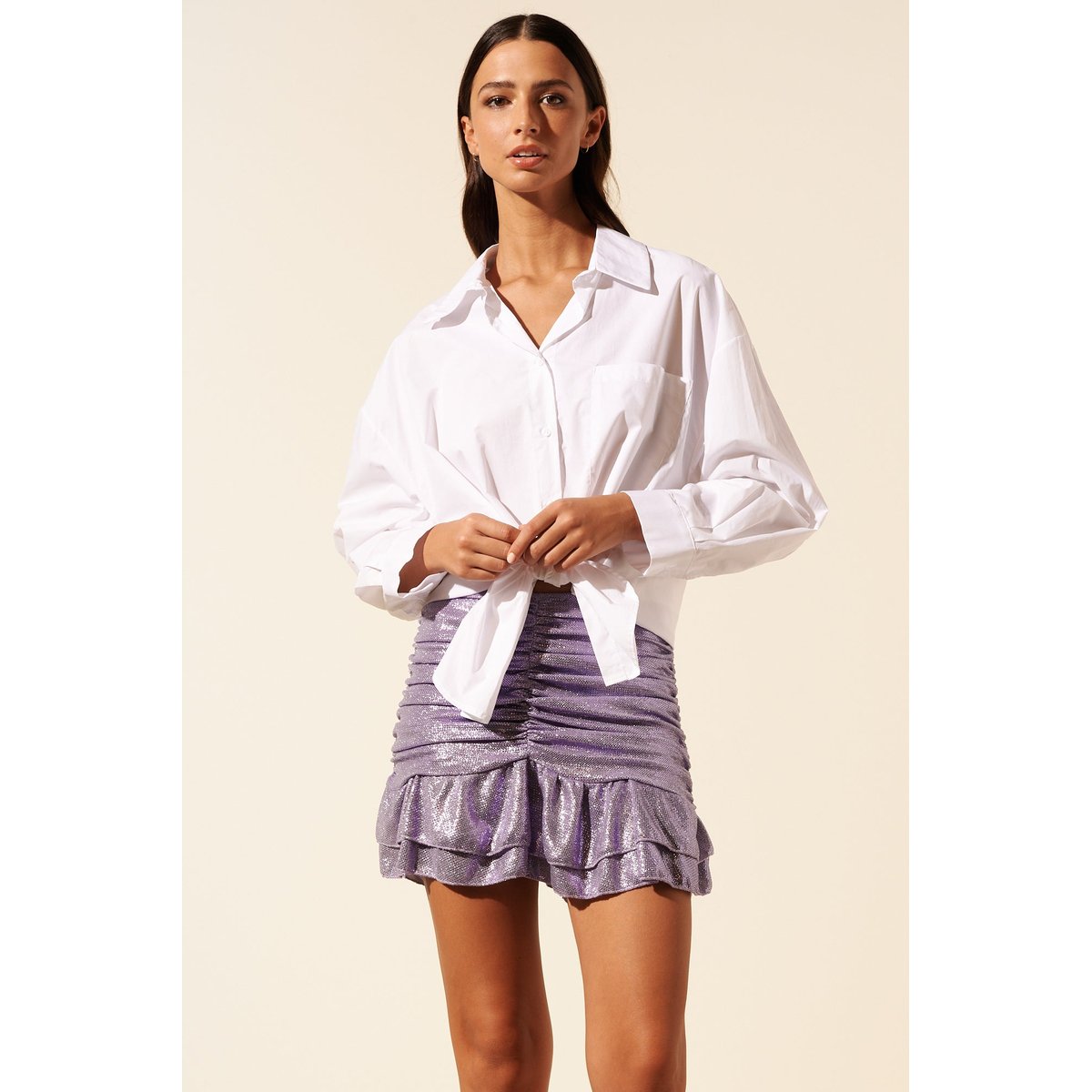 Jupe mini paillettes KAILA lilas quartz, BENOA