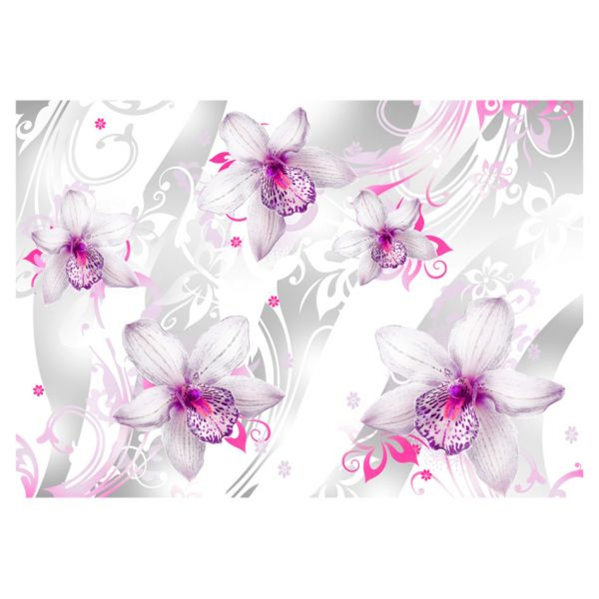 Papier peint intissé panoramique Fleurs Sounds of subtlety - silver gris / argent, EDEN