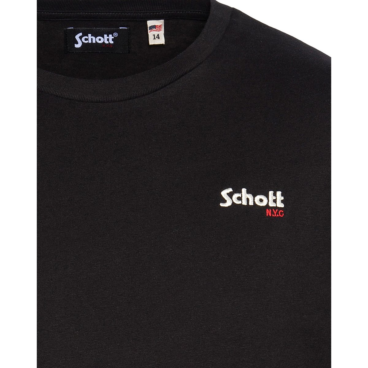 T-shirt noir brodé enfant noir, SCHOTT