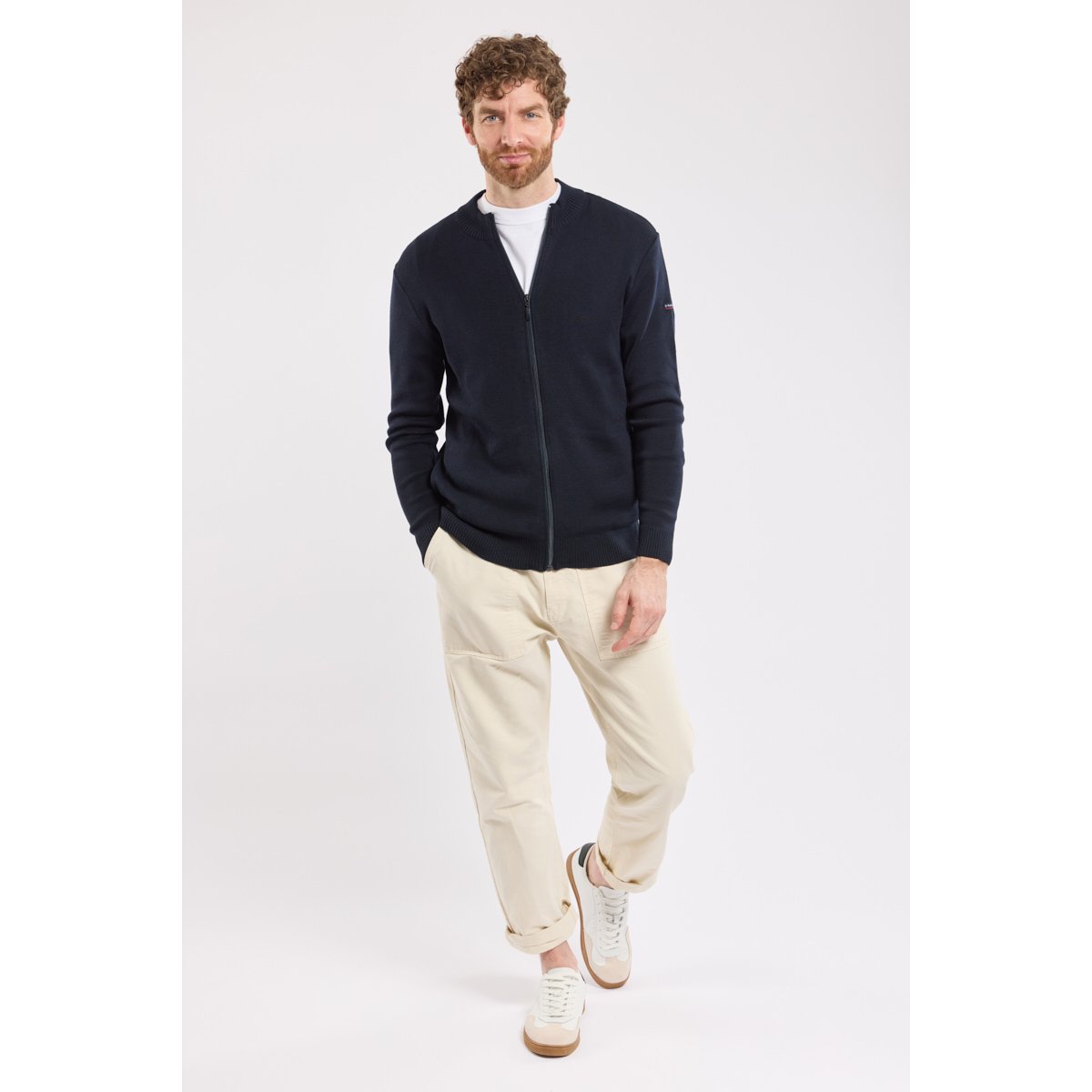 Cardigan en laine et acrylique ERDEVEN rich navy, ARMOR-LUX