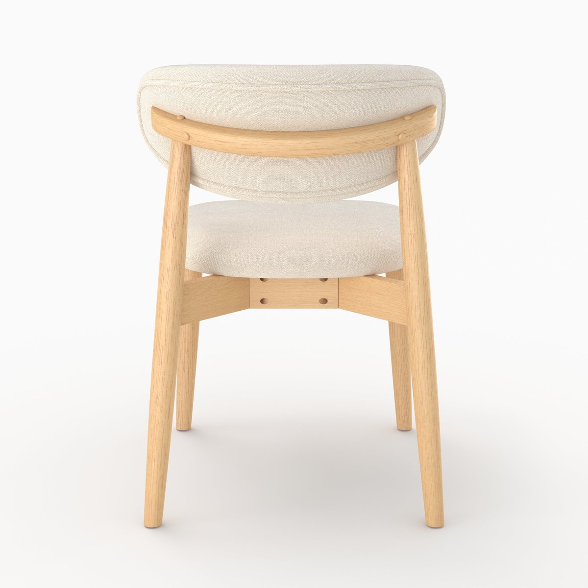 Lot de 2 chaises en tissu et bois d'hévéa - YUNA beige, MAISON PAVANE