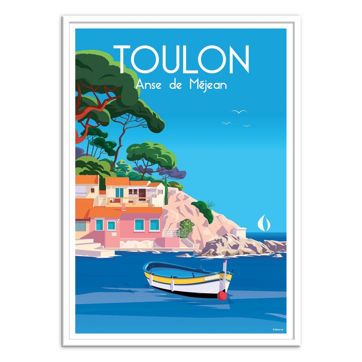 Affiche d'art - Toulon Anse de Méjean - Raphael Delerue bleu, WALL EDITIONS