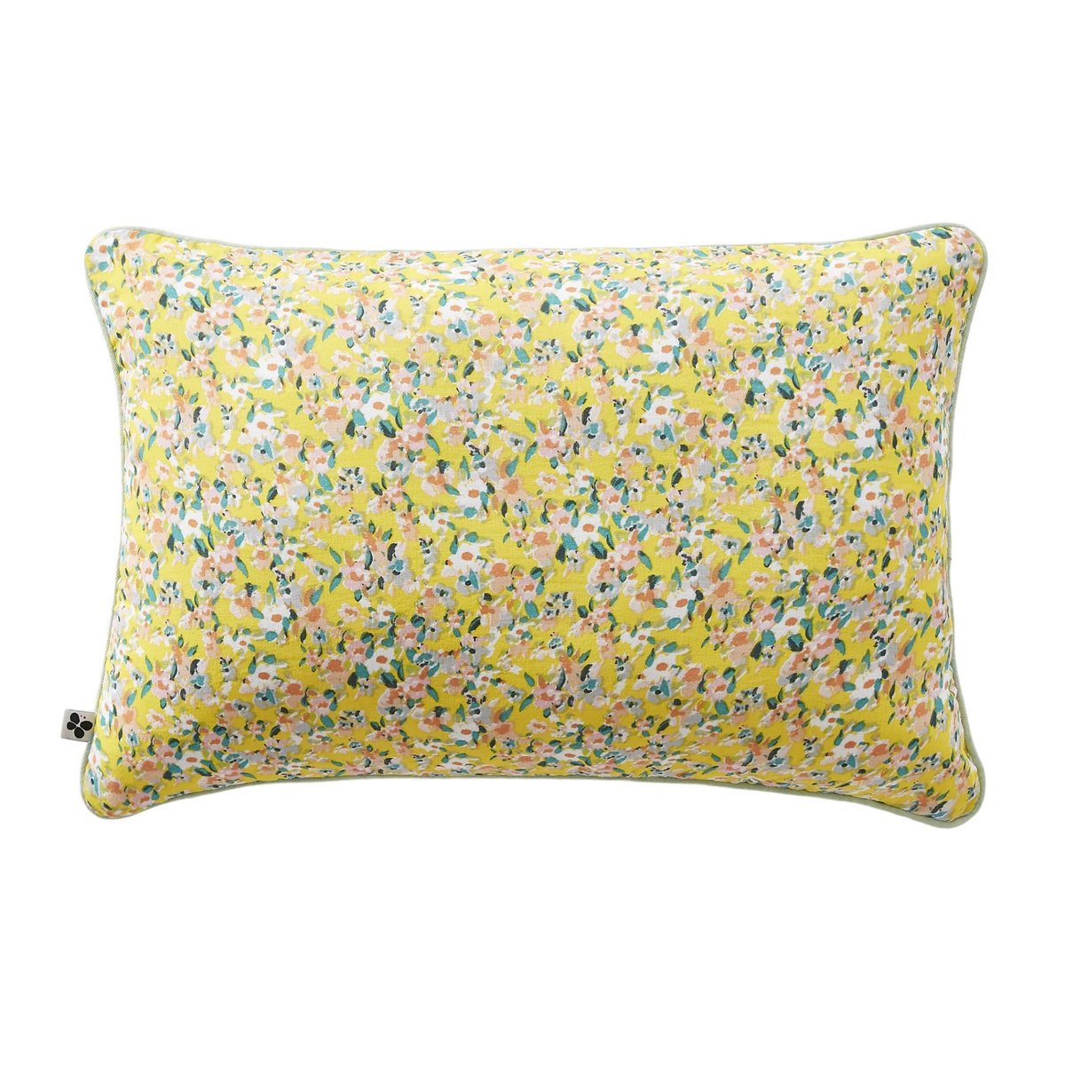Coussin dehoussable en gaze de coton Manon fleuri jaune, EDEN