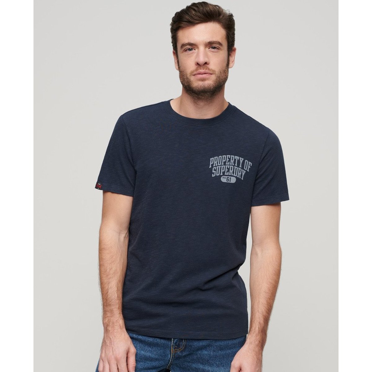 T-shirt à motif Athletic College bleu marine éclipse flammé, SUPERDRY