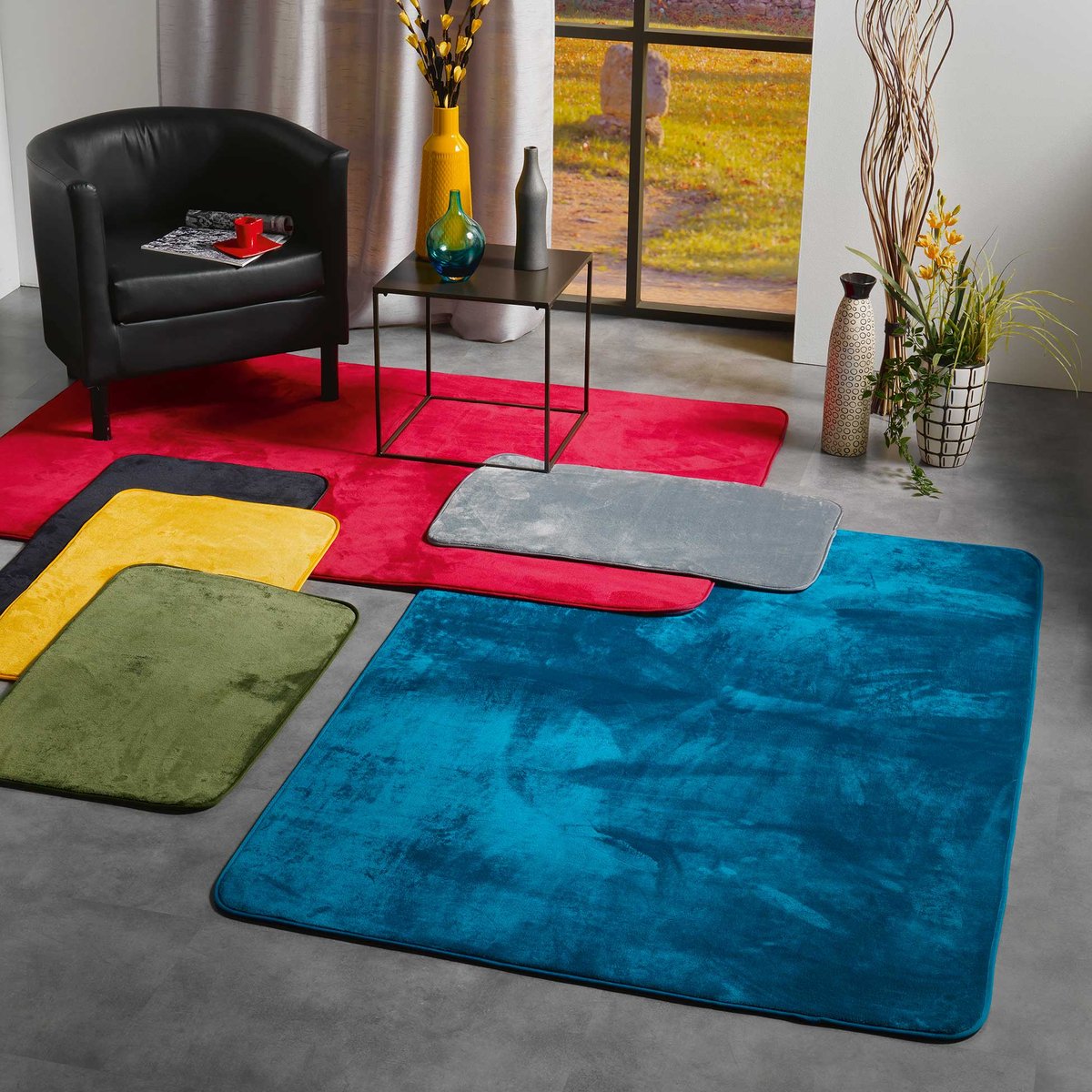 Tapis 120x170cm Flanoux Noir kaki, EDEN