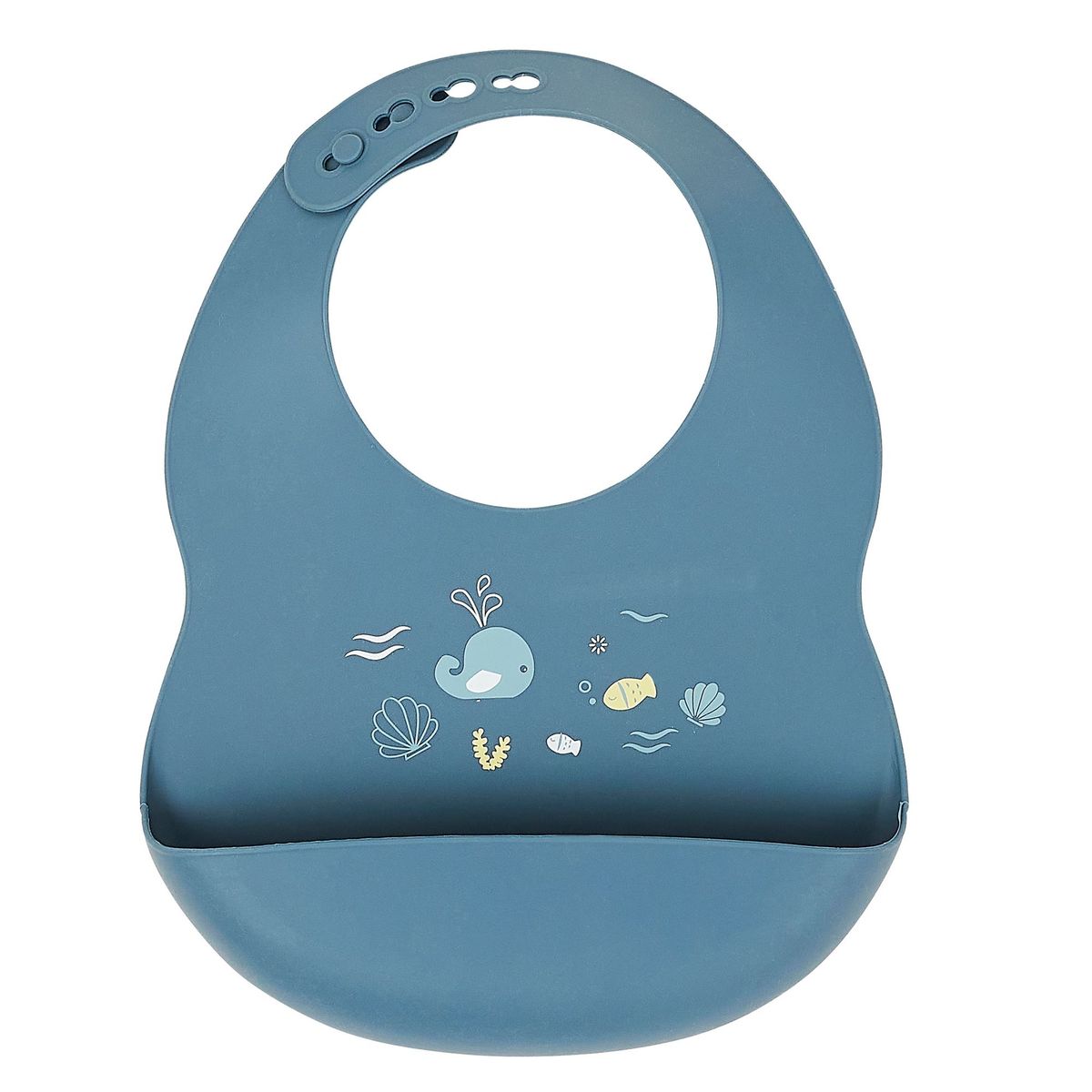 Bavoir en silicone bleu infini couleur unique, NATTOU