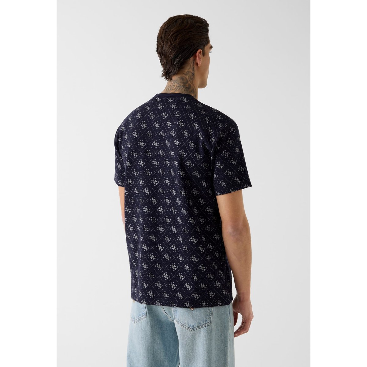 T-Shirt Logo Jacquard blau multi, GUESS
