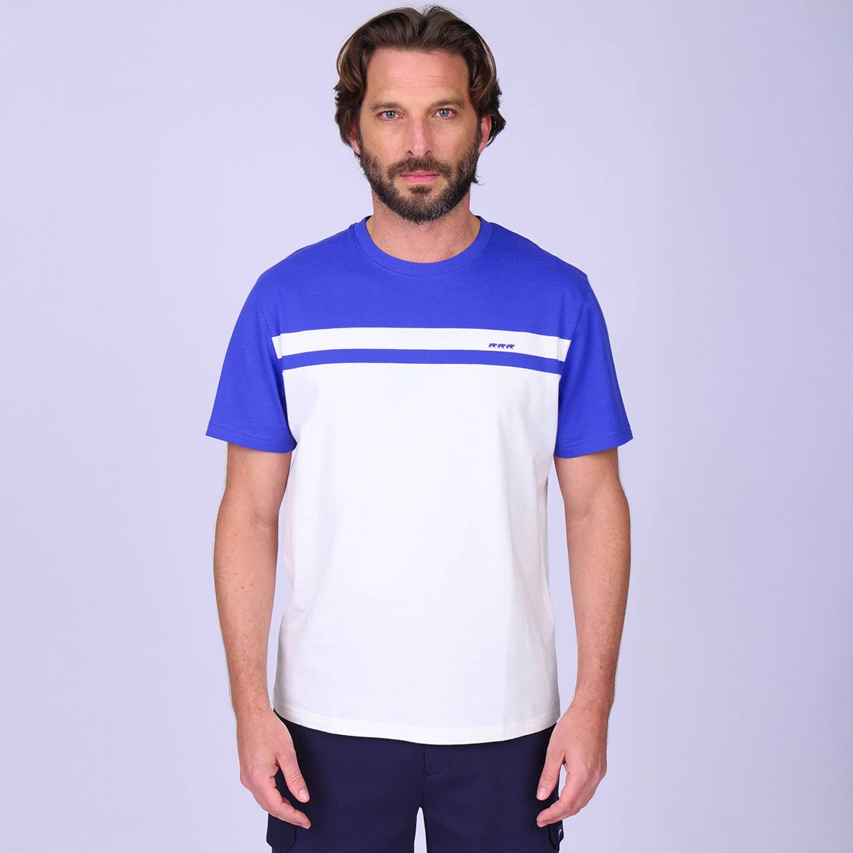 T-shirt colorblock bleu cobalt, MISE AU GREEN