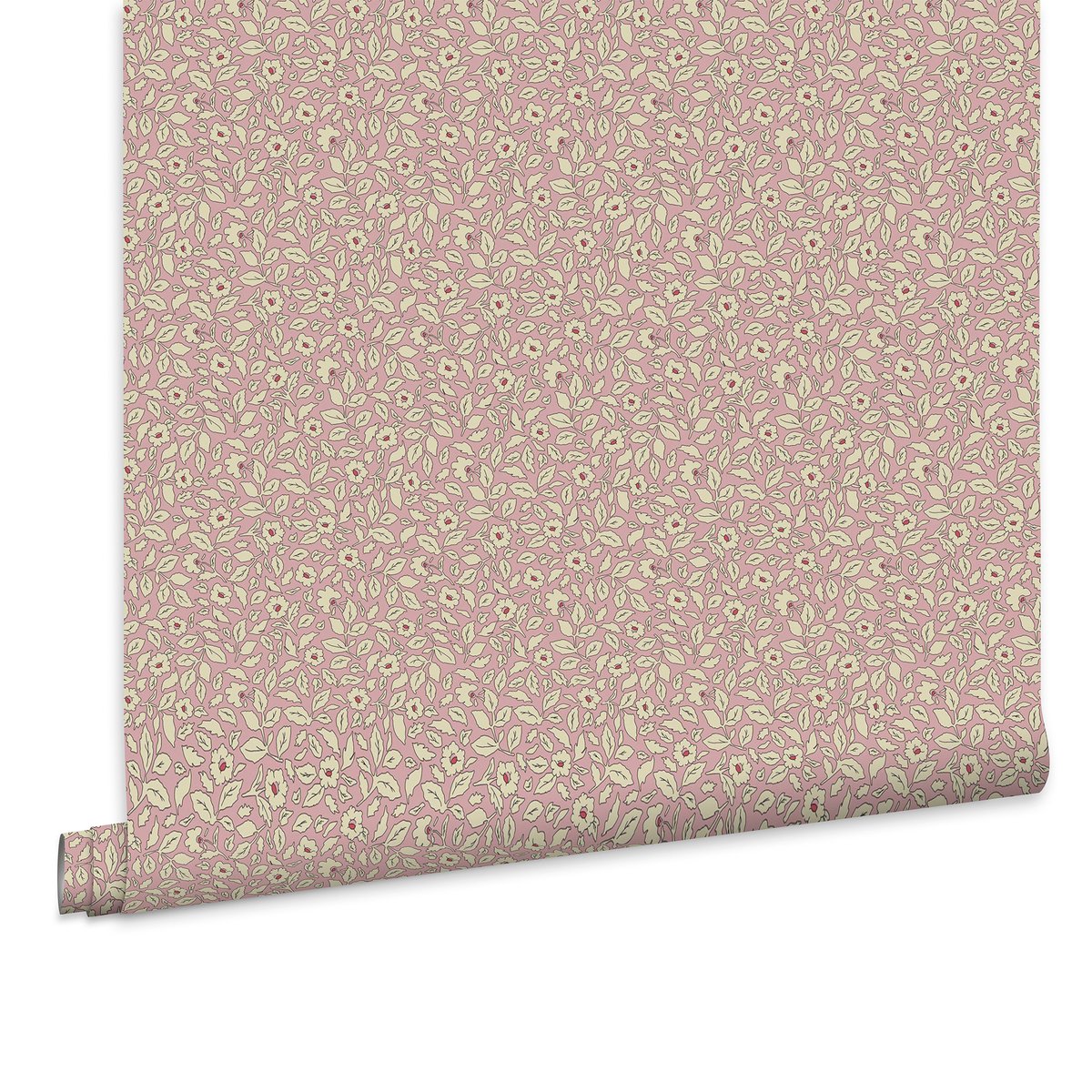 Papier peint Farandole de petites fleurs rose, beige, JOULES