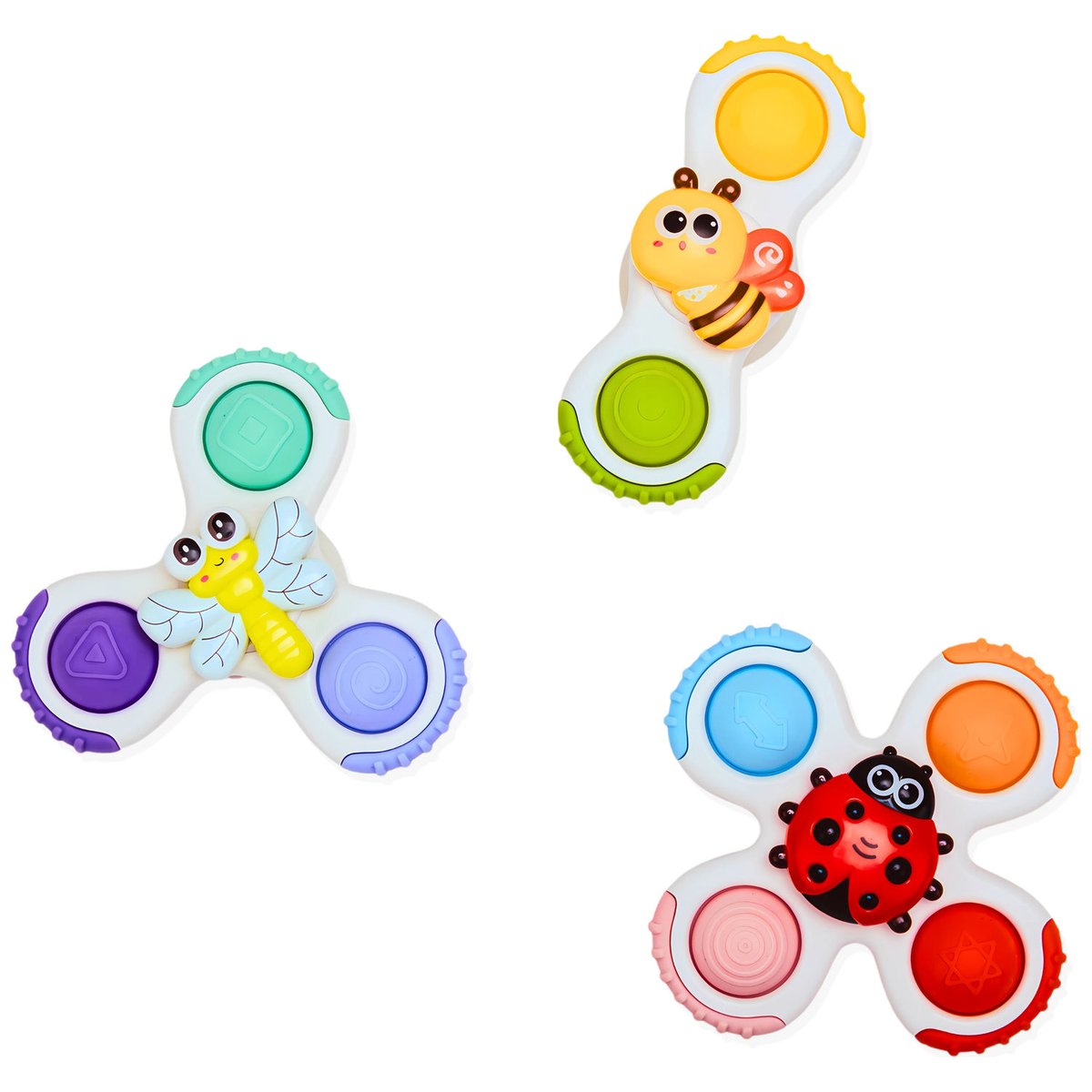Lot de 3 toupies à ventouse multicolore, BO JUNGLE