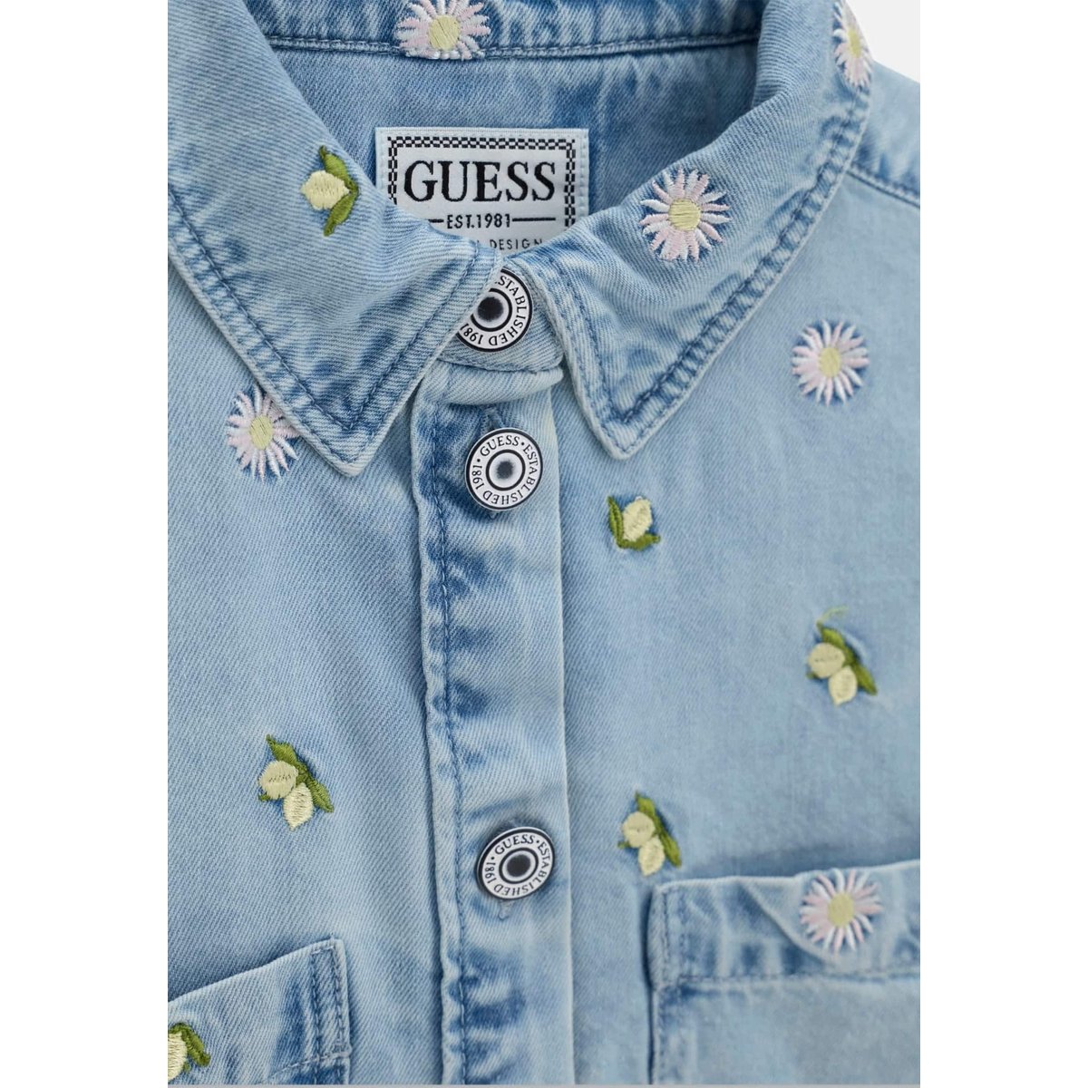 Veste En Denim Brodée bleu clair, GUESS KIDS