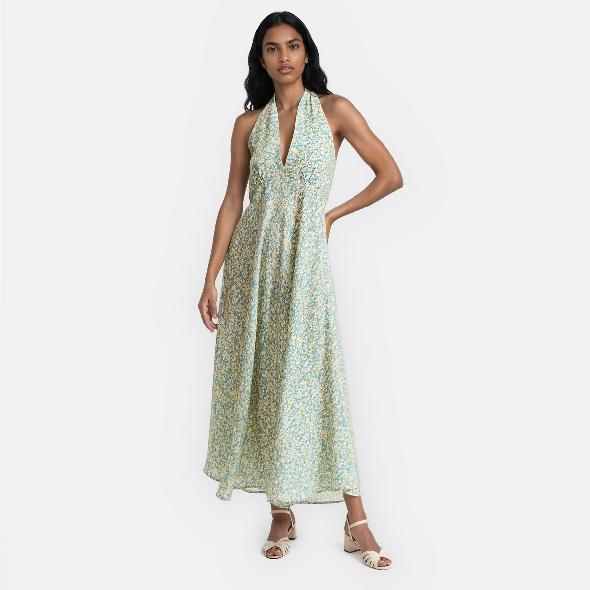 Abito lungo senza maniche con stampa floreale fantasia a fiori multicolore, LA REDOUTE COLLECTIONS