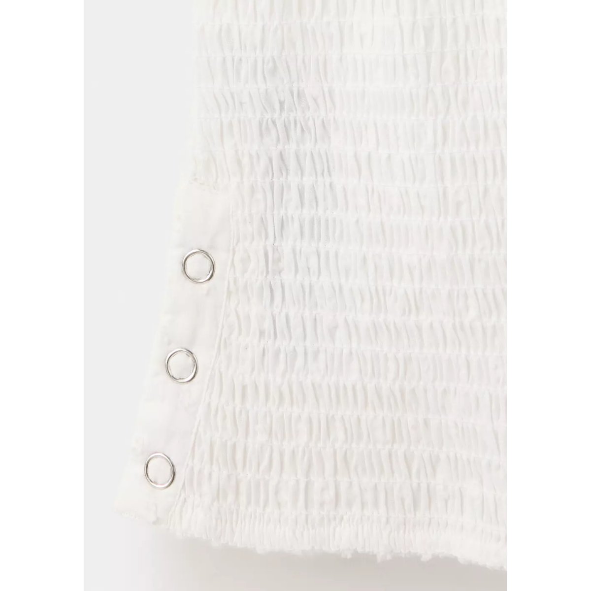 Chemise en coton nid d’abeille avec détail d’anneaux métalliques blanc cassé, MANGO TEEN